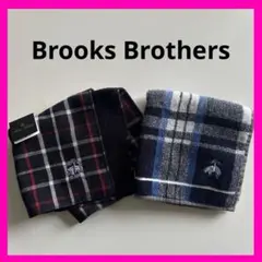 新品未使用Brooks Brothersチェック柄タオルハンカチ2枚セット刺繍
