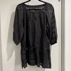 大きいサイズ　レディーストップス　シースルーチュニック15BR（Ｌ-ＸＬサイズ）