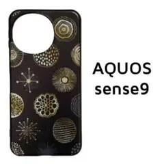 AQUOS sense9 ケース ブラック サークル柄 北欧風