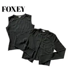 FOXEY カシミヤ100% アンサンブル カーディガン ノースリーブニット