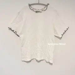 【美品】サマンサモスモス　カットシャーリング配色メロー半袖カットソー　ホワイト