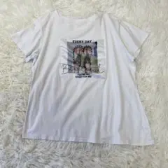 アラモーダ　ホワイト 半袖Tシャツ プリント