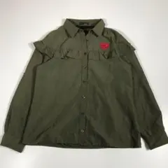 子供服 160㎝ ジェニーラブ シャツ カーキ ミリタリー風 刺繍F1A189
