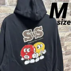 ブラック パーカー Mサイズ プリントスウェット hoodie