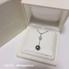 ミキモト K18 黒蝶真珠 アコヤ パール ダイヤ ネックレス