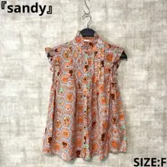 【sandy】総柄ノースリーブブラウス　フリルカラーブラウス　SIZEF