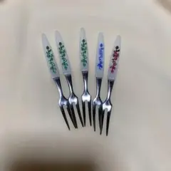 花柄フォーク 5本セット　レトロ　アンティーク　昭和レトロ