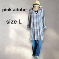 ★値下げ★pink adobe チェック シャツ チュニック ワンピース