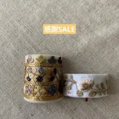 感謝SALE❗️インド刺繍リボン　ポニーフック　2個セット　⑨