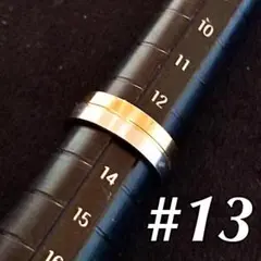 刻印無料◆13号ハーフゴールド★シルバー 平打ちリング ステンレス 幅6mm