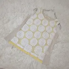 titilate valet 　ノースリーブ　花柄刺繍　タンクトップ　リネン混