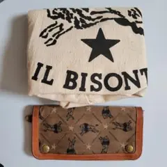 イルビゾンテ　IL BISONTE　皮　長財布　モノグラム　茶　トートおまけ