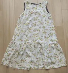 コムサ 150 リバーシブル ノースリーブワンピース ネイビー 花柄 おでかけ