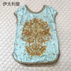 伊太利屋　イタリヤ　ITALIYA ノースリーブカットソー　水色　ブラウン