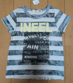 ストライプ スカル刺繍 Tシャツ 120cm