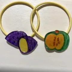 No.84 秋　かぼちゃ　さつまいも　キッズヘアゴム　イベント　食欲の秋