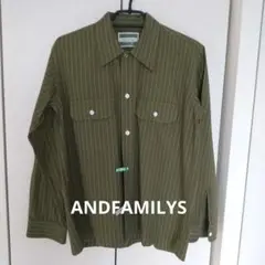 ■ANDFAMILYS 麻綿　長袖ワークシャツ オリーブ