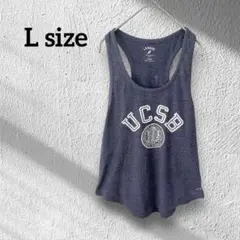 UCSBロゴ ネイビー系 タンクトップ 【L】 カレッジ風 ラウンド裾 トップス