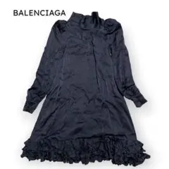 美品 BALENCIAGA ワンピース ブラック シルク100% ハイネック