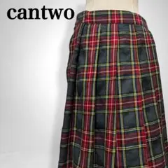 【キャンツー】レーヨンブレンド タータンチェック ミモレ丈 ラップスカート