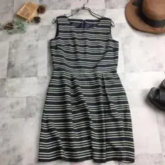 美品 【SILPLAIRE】 ノースリーブドレスワンピース ボーダー 膝丈 M