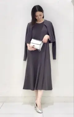 GU カーディガンセットワンピース　ワンピース　グレー