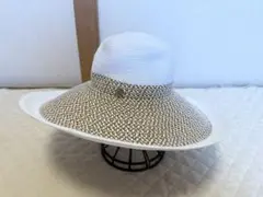 新品タグ付き☆ERIC JAVITS 麦わら帽子 ホワイト/ブラウン　ロゴ付き