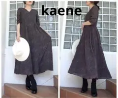kaene シャーリングプリントワンピース　36サイズ　ブラック　カエン