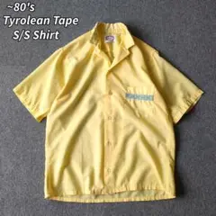 ~80s ビンテージ 半袖 シャツ チロリアンテープ 黄色 スタンドカラー S