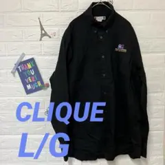 CLIQUE 黒 ボタン付き長袖シャツ 【L/G】