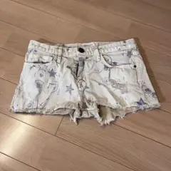 カレントエリオット ホワイトデニムショートパンツ 星柄