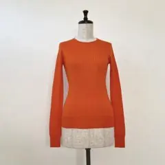 ブラミンクBLAMINK カシミヤシルク18Gリブクルーネックロングスリーブ