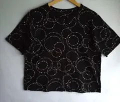 【ワコール】ホールドット柄半袖Tシャツ ブラツク 日本製 Mサイズ
