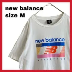 ニューバランス Tシャツ メンズ Mサイズ 白 ビッグロゴ 平成レトロ