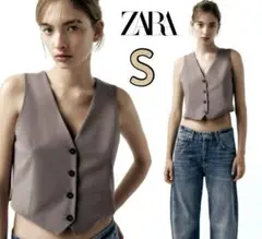 新品 ZARA ピンストライプ 地 ベスト S 大人気完売品 ラスト1点♪