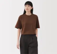 無印良品　天竺編みクルーネック半袖Ｔシャツ　Ｍ・レンガ