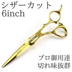 カットシザー 新品　6インチ 理容 美容 鋏 シザー すきバサミ ゴールド