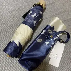 新品 ランバンオンブルー お花柄折り畳み傘「紺」