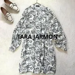 【タラジャーモン】S 花柄シャツワンピース 薄手長袖