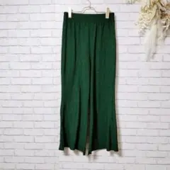【美品】ワイドカジュアルパンツ プリーツ ディープグリーン W64 Sサイズ