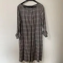 as know as チェック柄長袖膝丈ワンピース