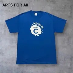 【326】ARTS FOR AII半袖クルーネックプリントTシャツ青ブルーL