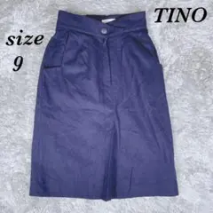 TINO（9）ひざ丈タイトスカート ネイビー