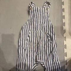 青と白のストライプオーバーオール