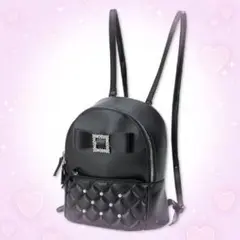 ビジューリボンリュック ブラック （眞白ありす）