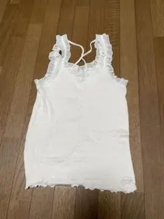 NICE CLAUP フリル付きホワイトキャミソール