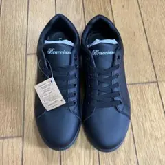 未使用 レザー スニーカー ブラック メンズ 25.5cm