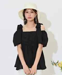【新品未使用タグ付き】ウィルセレクション 2WAYペプラムブラウス ブラック