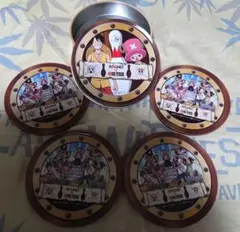ONE PIECE　ブリキコースター4枚セット　ROUND1コラボ　缶ケース付き