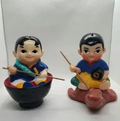山口銀行　ノベルティ　貯金箱　一寸法師　浦島太郎　レトロ　ソフビ